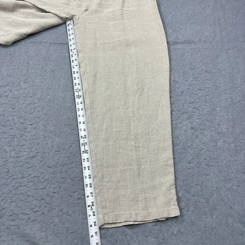 Fenini Set Womens Large Beige 100% Linen Lagenlook Boho Buttons 2 Piece USA Made